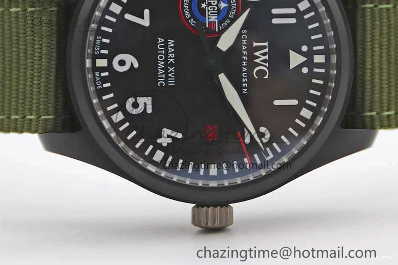 MIROTIME 0219 Packable Mark XVIII ‘TOPGUN SFTI’ Ceramic M+F Best Edition Black Dial on Green Nylon Strap 7048